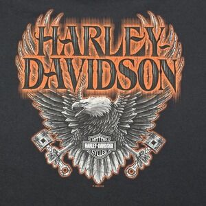 Harley Davidson Black Men's 5XL Long Sleeve Tshirt- Eagle On Back- Oconomowoc WI